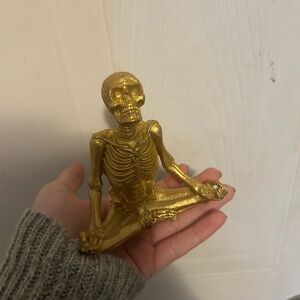 Gold Skeleton doing yoga  Figurine